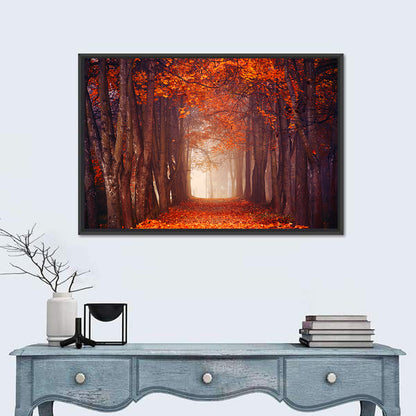 Misty Autumn Forest Path Wall Art