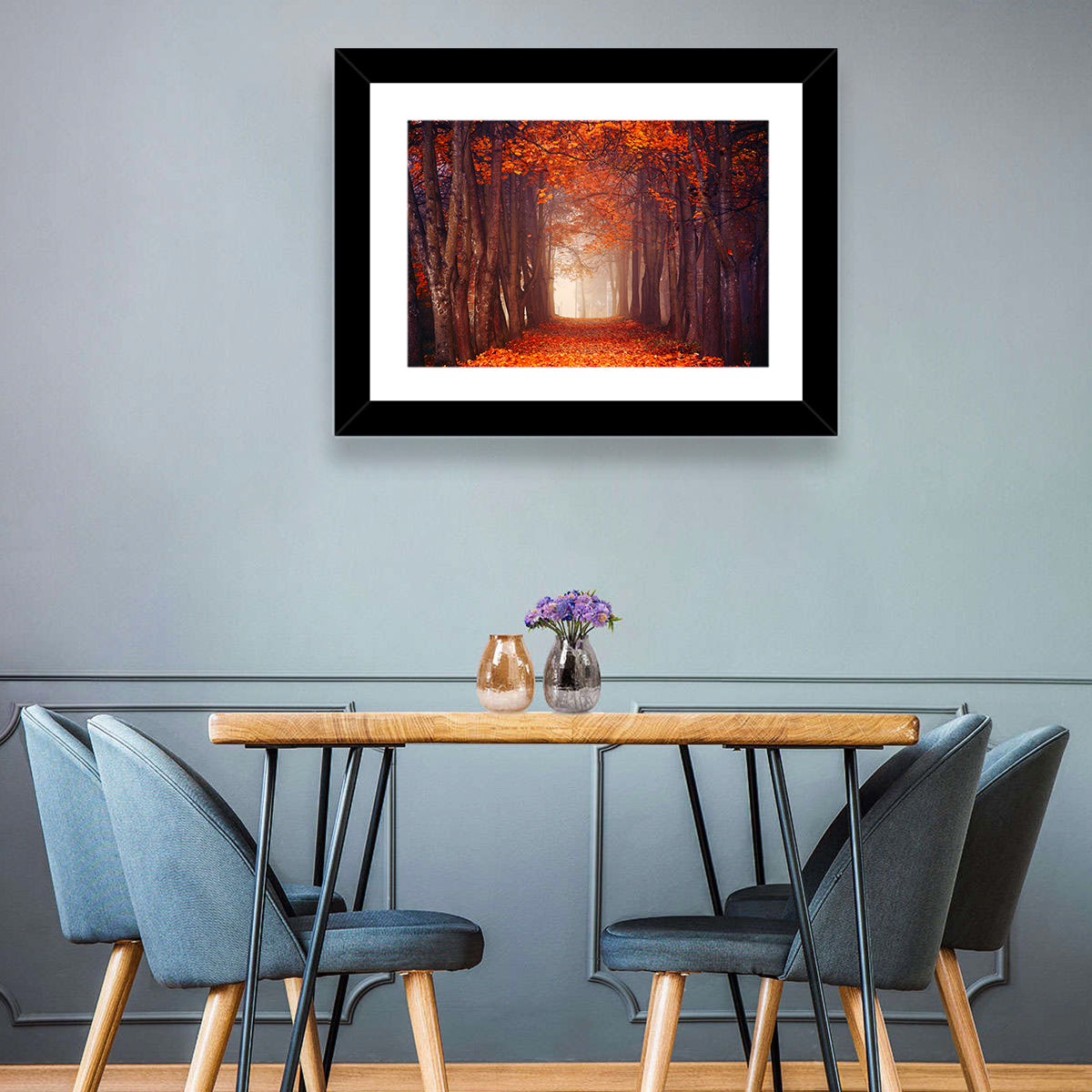 Misty Autumn Forest Path Wall Art