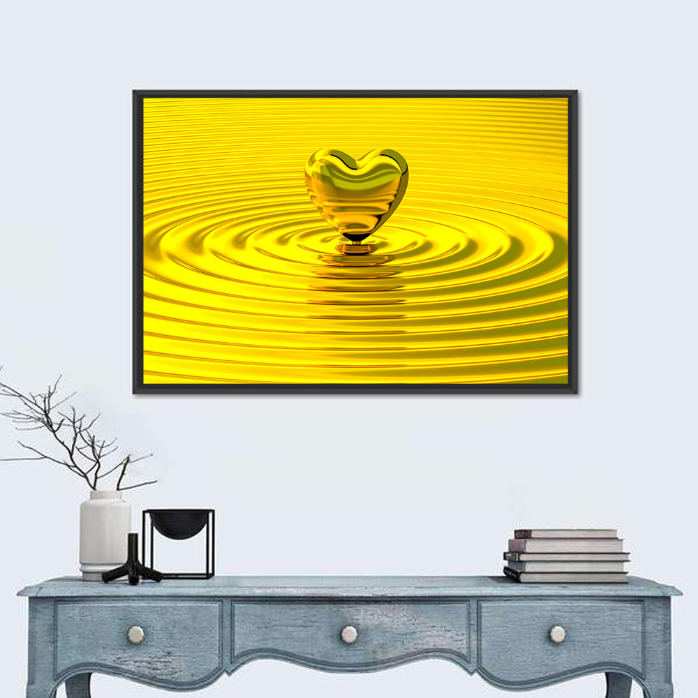 Golden Heart Ripples Wall Art in a room, landscape