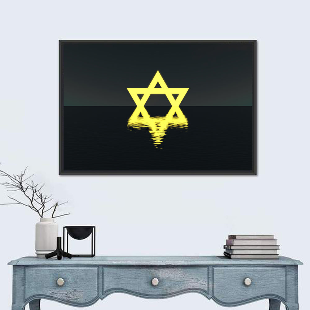 Glowing Star of David Reflection Wall Art