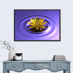 Golden Lotus Over Purple Waves Wall Art