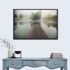 Wooden Pier on Foggy Lake Wall Art