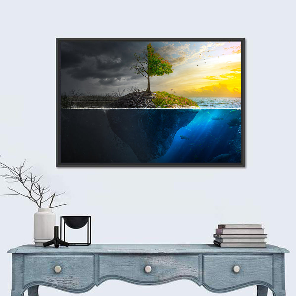 Split Island Tree of Duality Wall Art