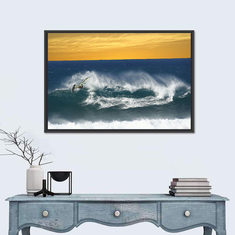 Windsurfer at Golden Wave Wall Art