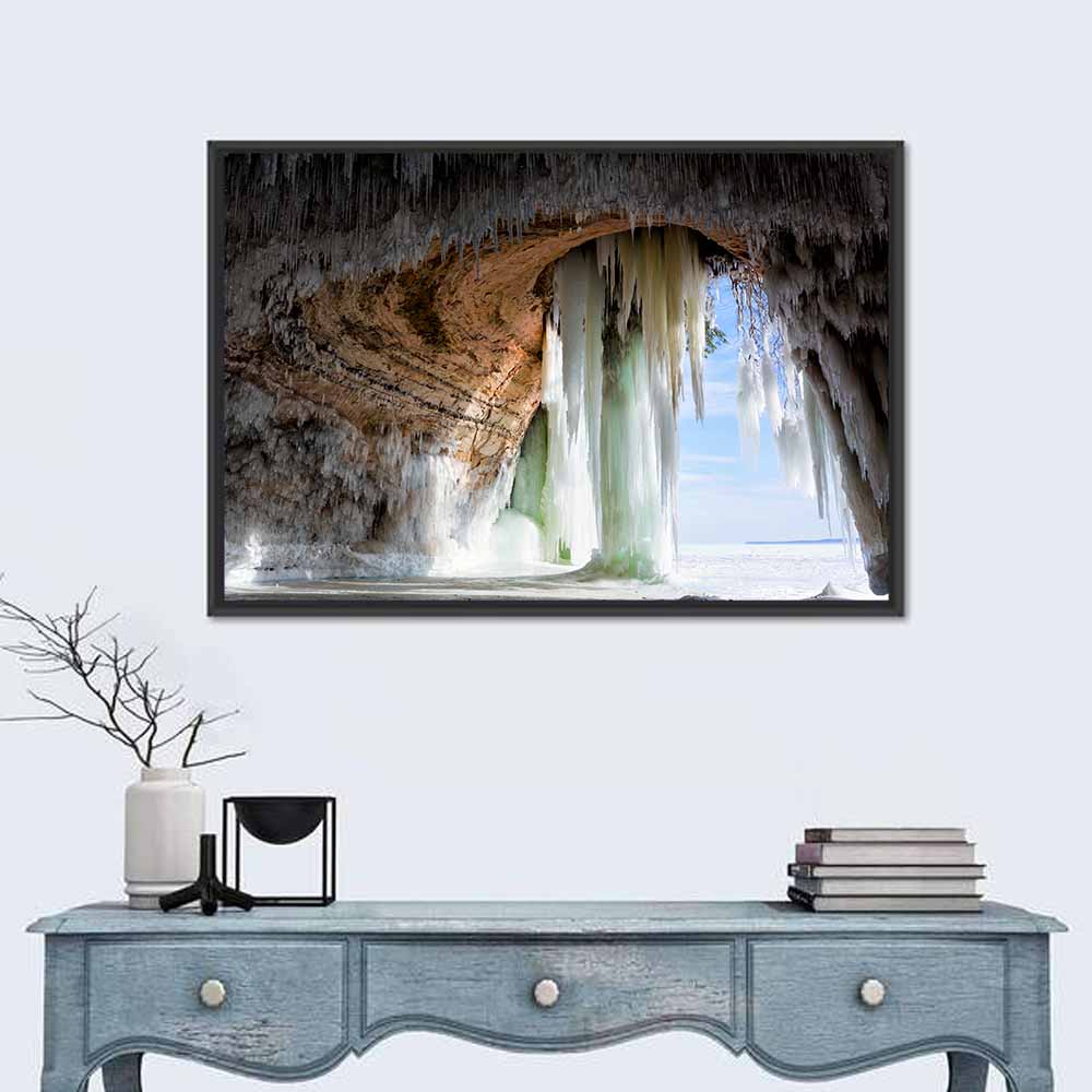 Ice Cave Over Frozen Shoreline Wall Art