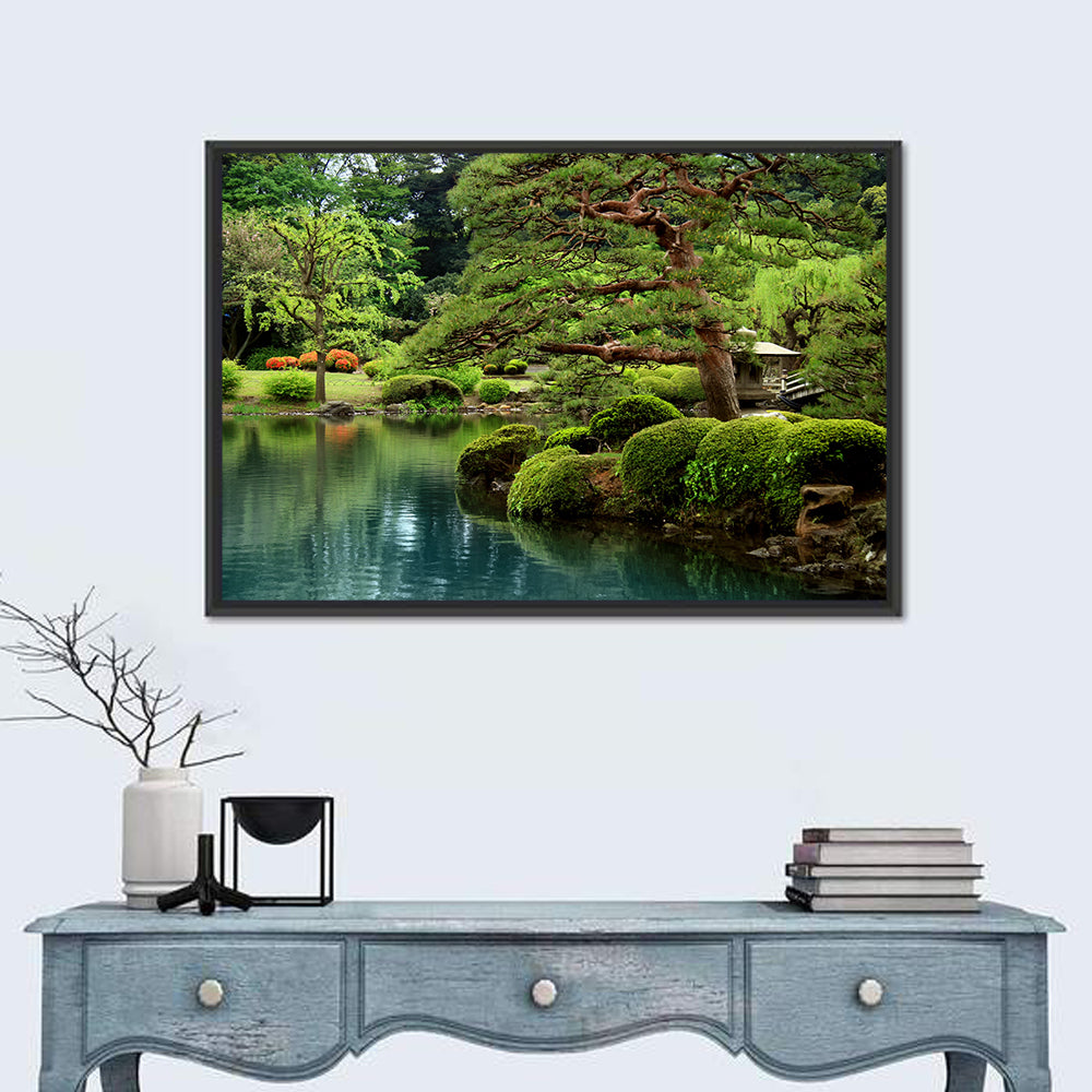 Bonsai Pine Over Tranquil Pond Wall Art