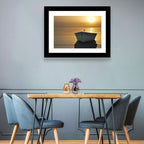 White Rowboat on Golden Sea Wall Art