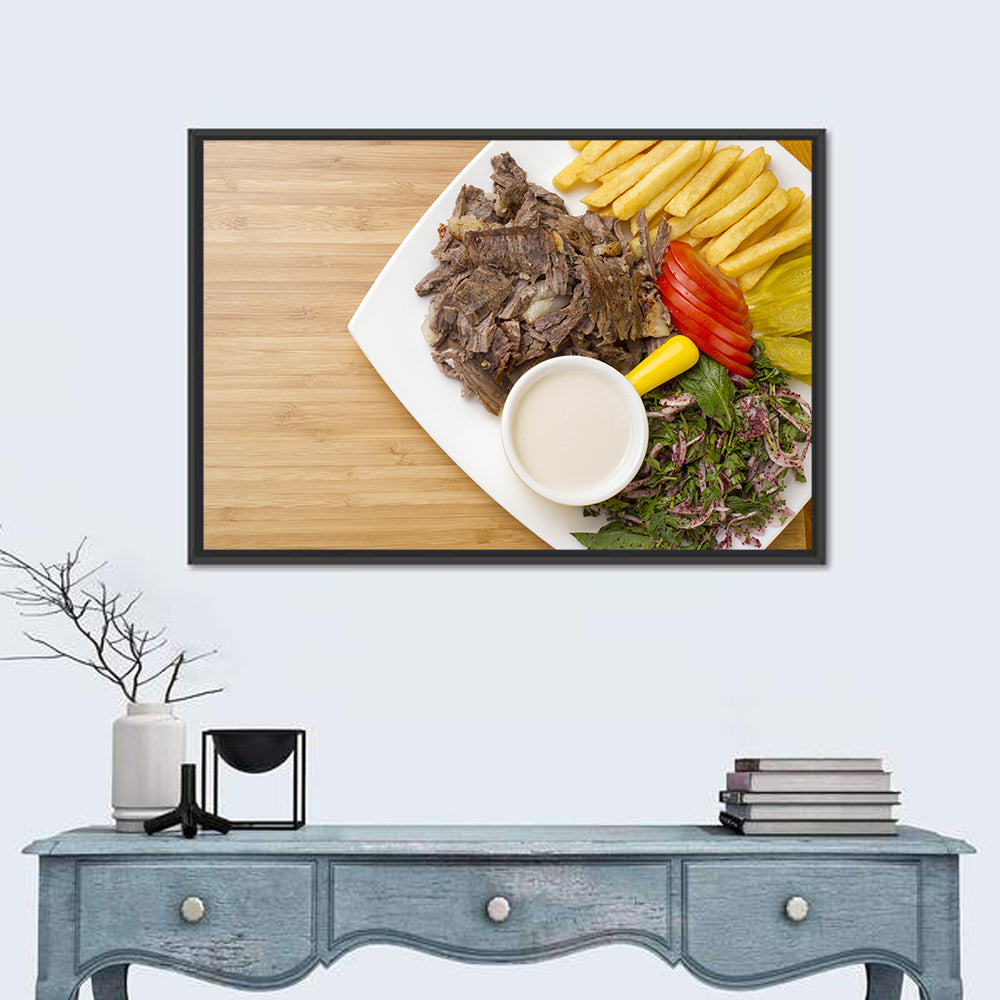 Shawarma and Fries Flat Lay Wall Art