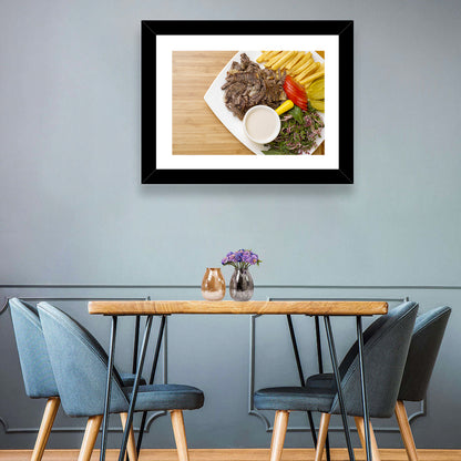 Shawarma and Fries Flat Lay Wall Art