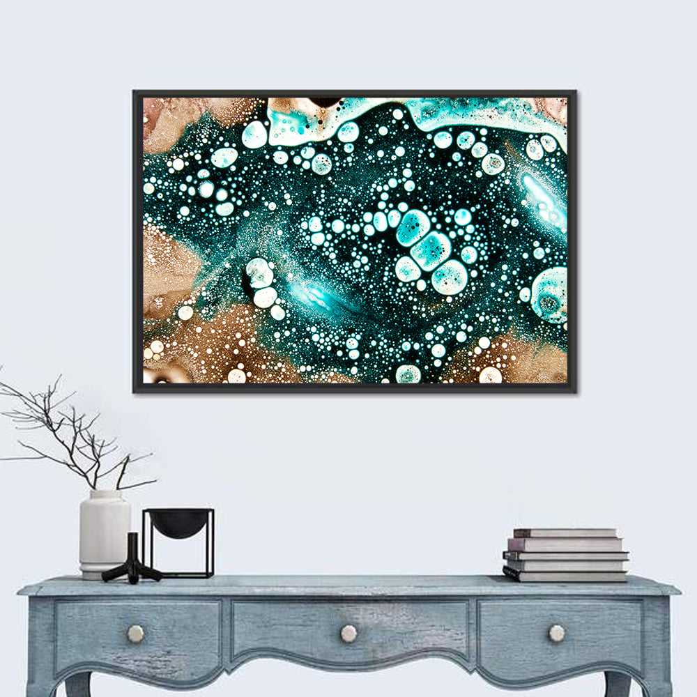 Teal Oil and Water Bubble Abstract Wall Art