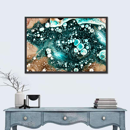 Teal Oil and Water Bubble Abstract Wall Art