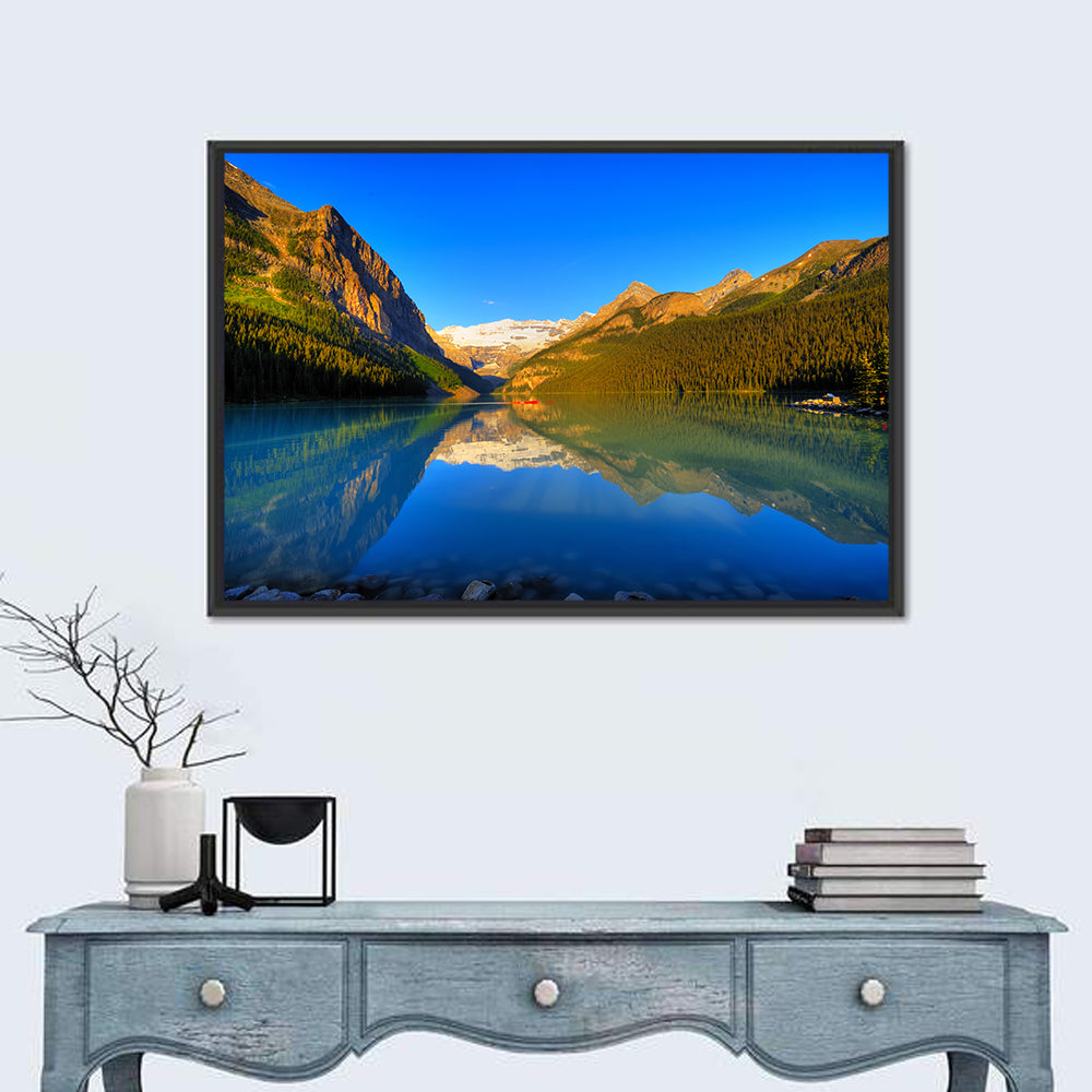 Lake Louise Canoe Reflection Wall Art