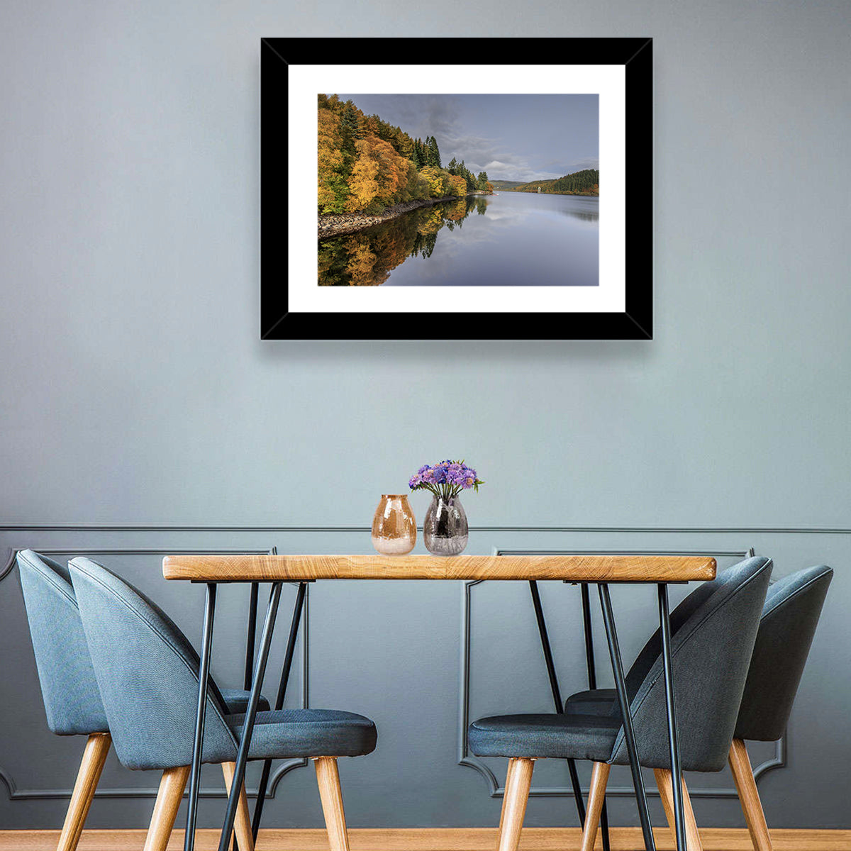 Autumn at Lake Vyrnwy Wall Art in a room, landscape
