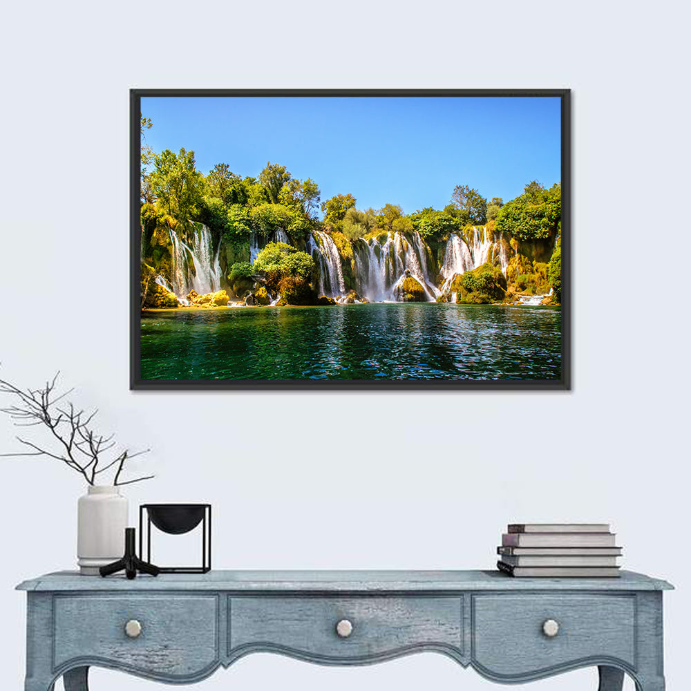 Kravice Waterfalls Wall Art in a room, landscape