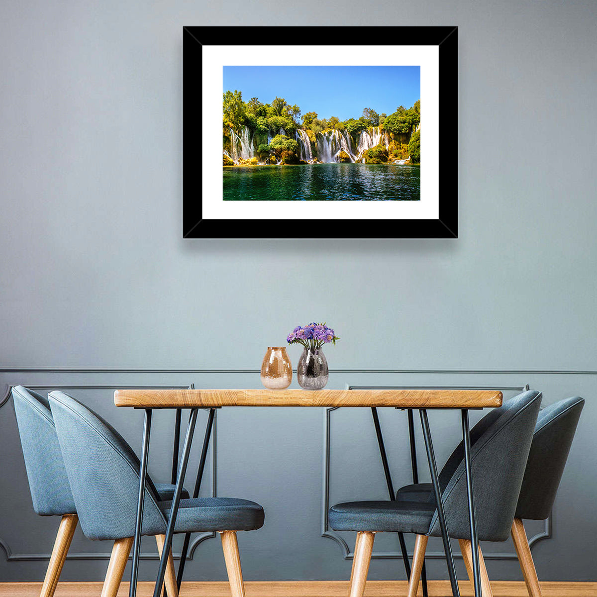 Kravice Waterfalls Wall Art in a room, landscape