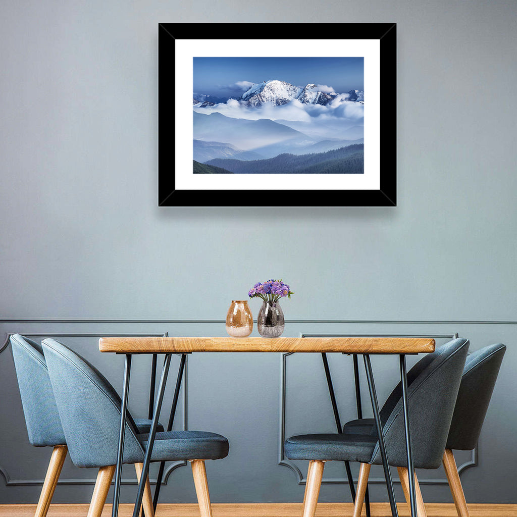 Snow-capped Peaks in Clouds Wall Art