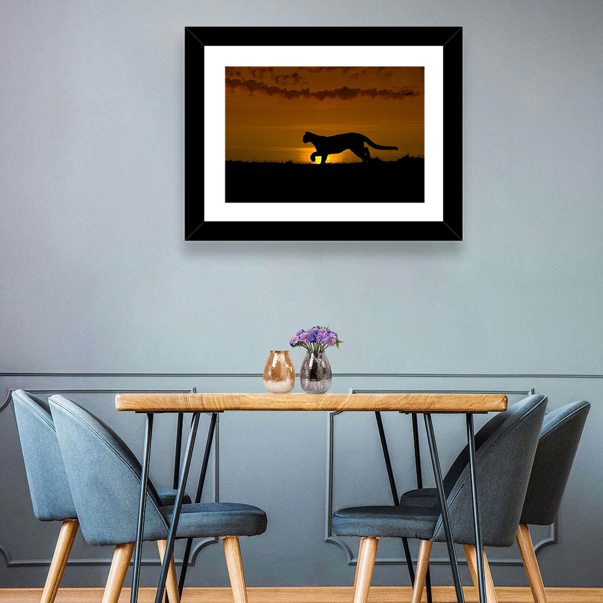 Cougar Silhouette at Sunset Wall Art