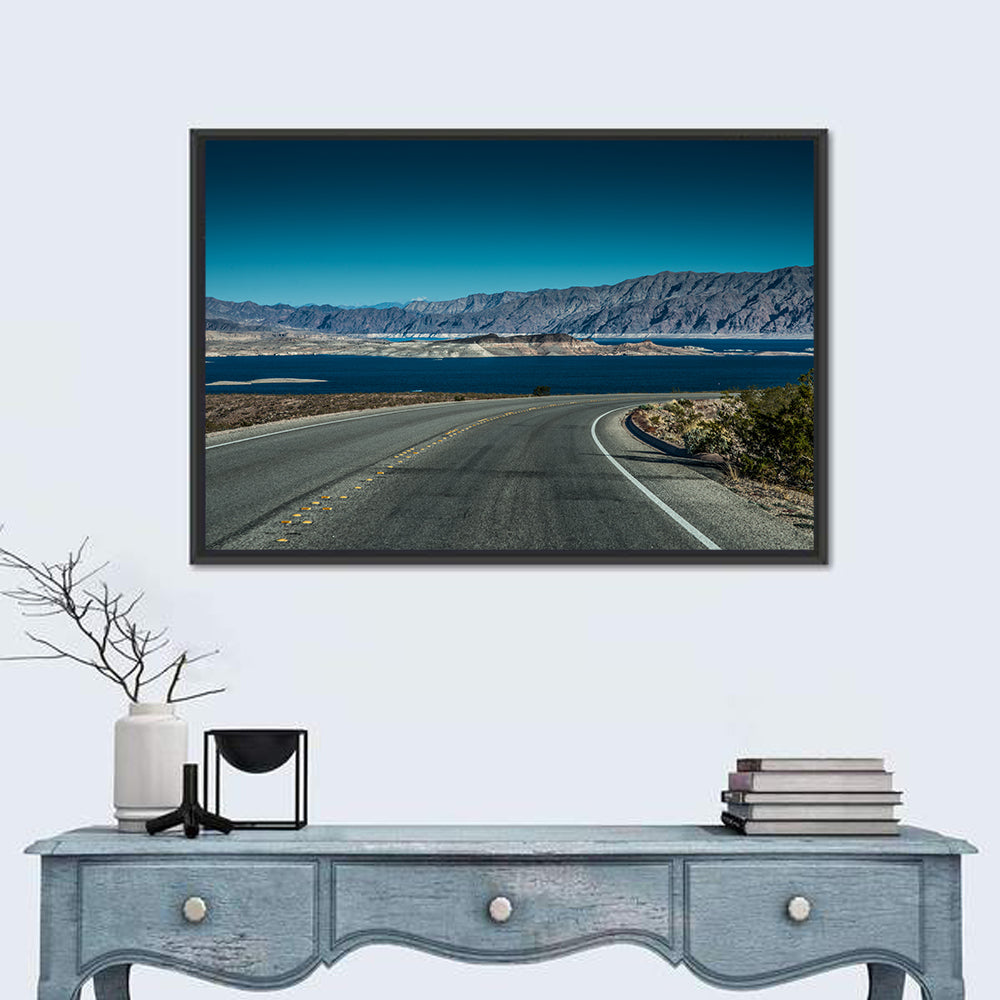 Lake Mead Curved Road Wall Art in a room, landscape