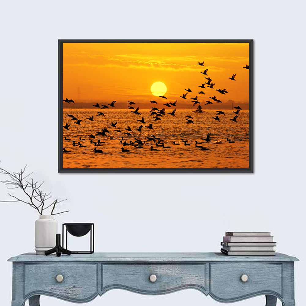 Golden Flock at Sunset Wall Art