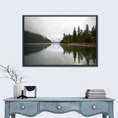 Foggy Lake Crescent Reflection Wall Art