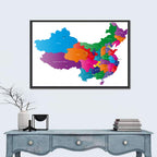 Colorful China Provinces Map Wall Art