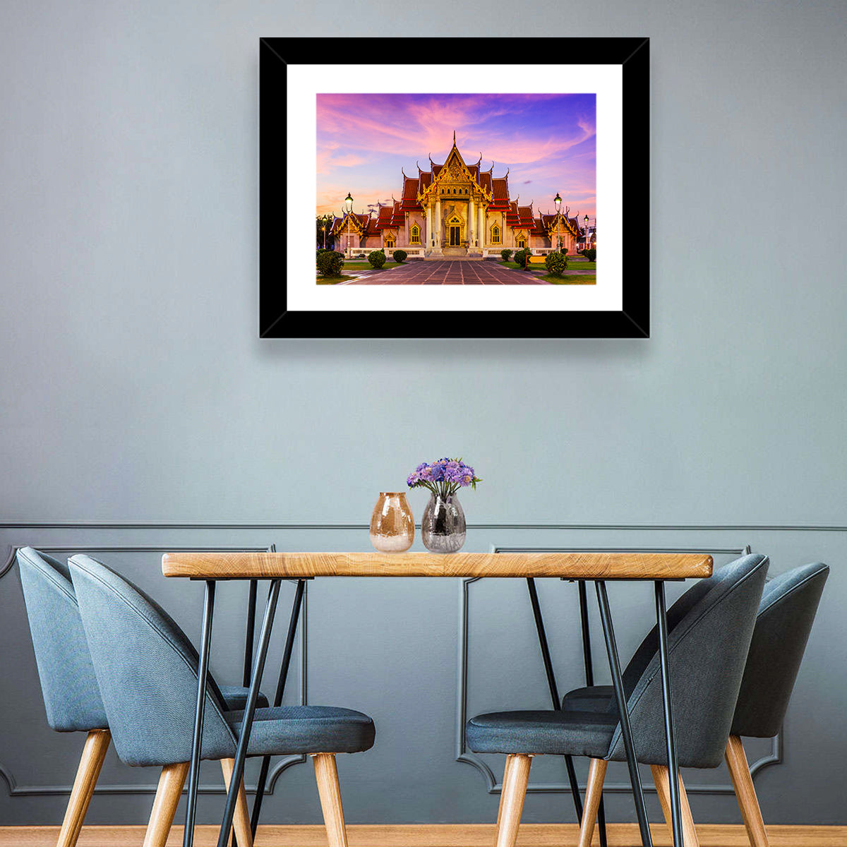 Wat Benchamabophit at Dusk Wall Art in a room, landscape
