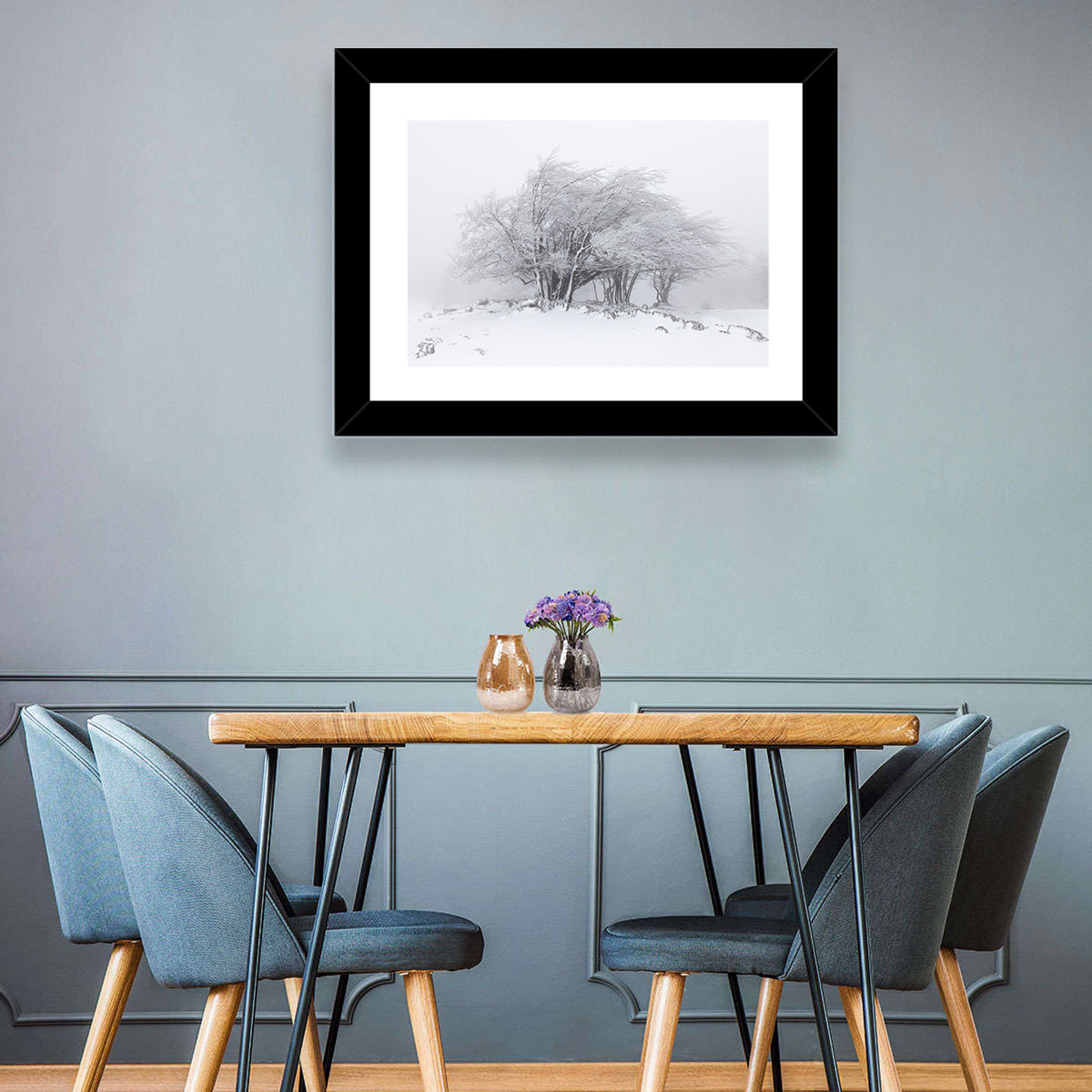 Rime Coated Winter Trees Wall Art in a room, landscape