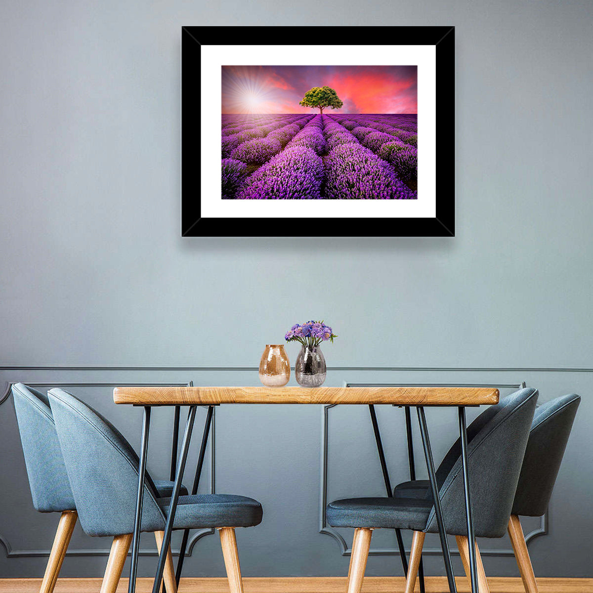 Sunset Over Lavender Fields Wall Art