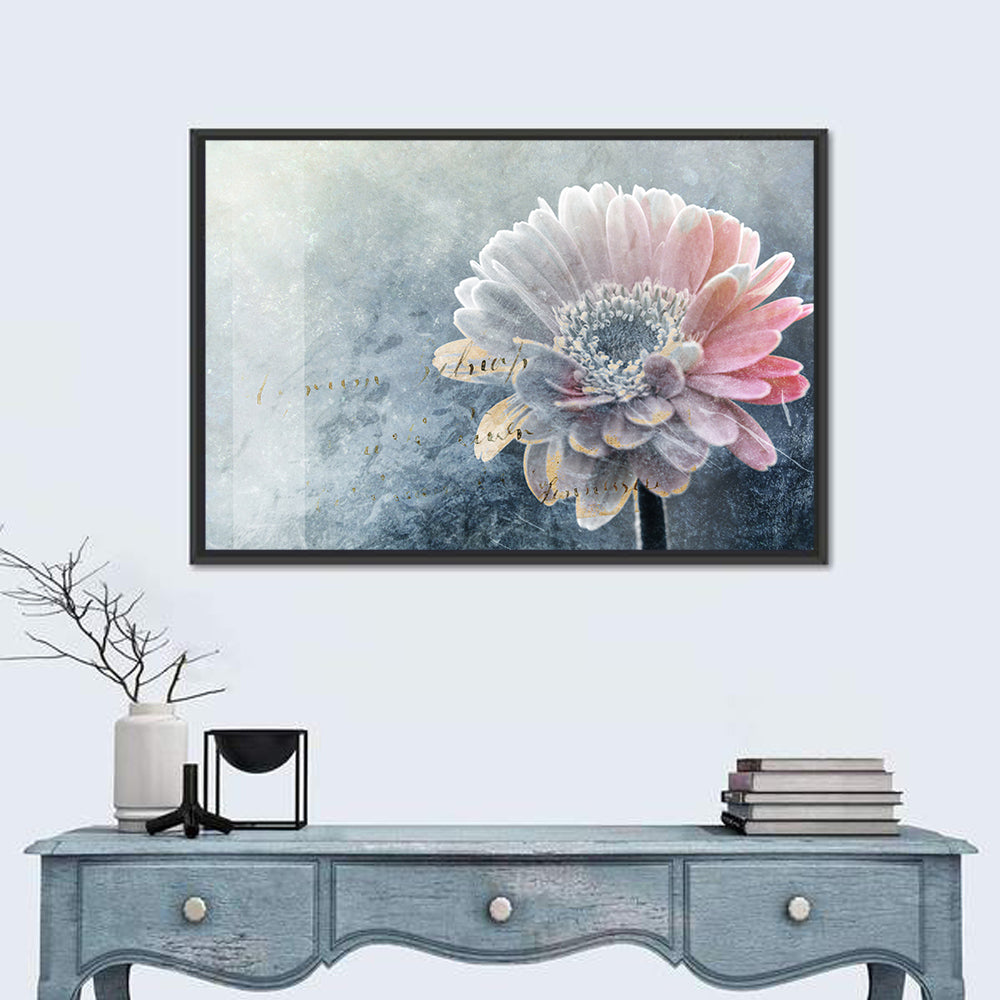 Winter Gerbera with Golden Script Wall Art