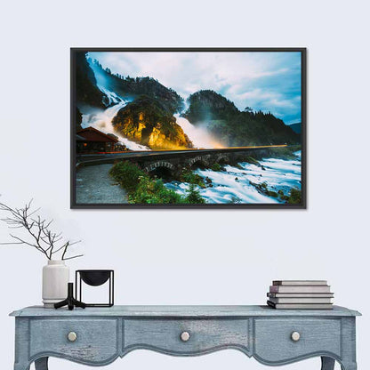Låtefossen Waterfall at Twilight Wall Art