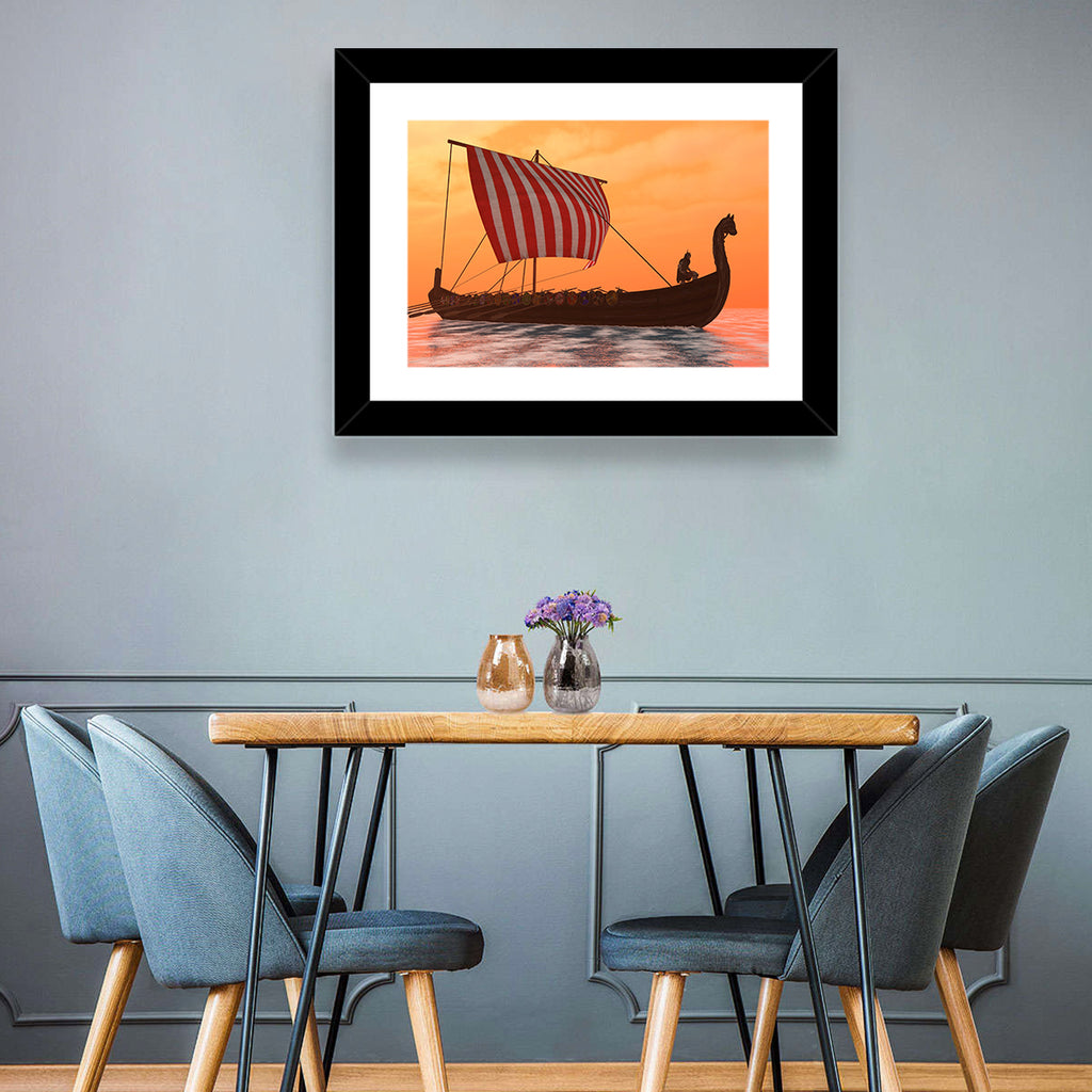 Viking Longship at Dusk Wall Art