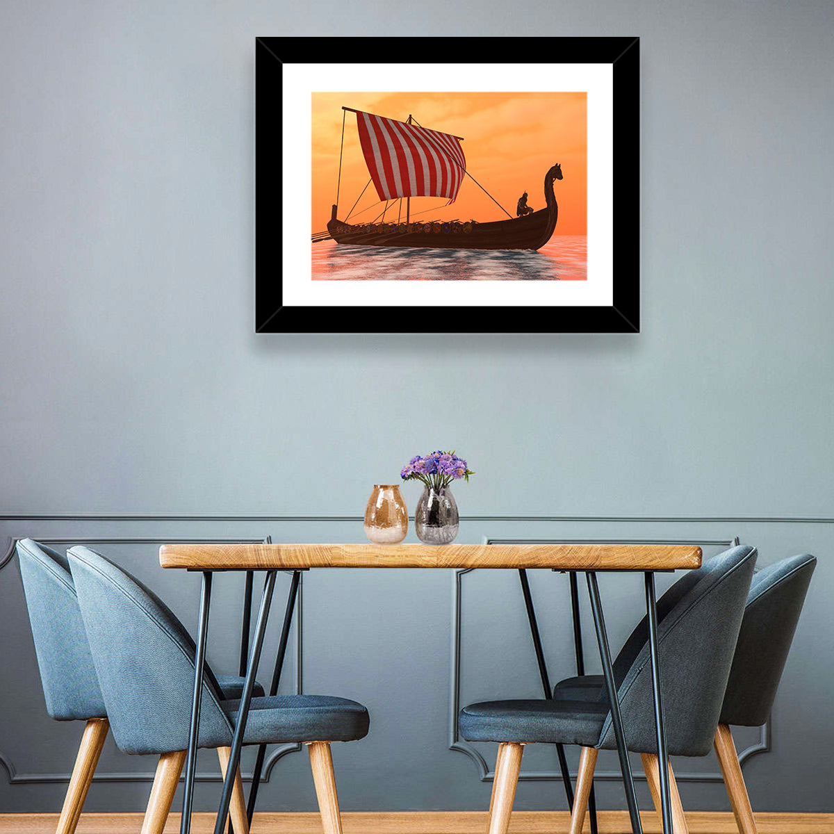 Viking Longship at Dusk Wall Art