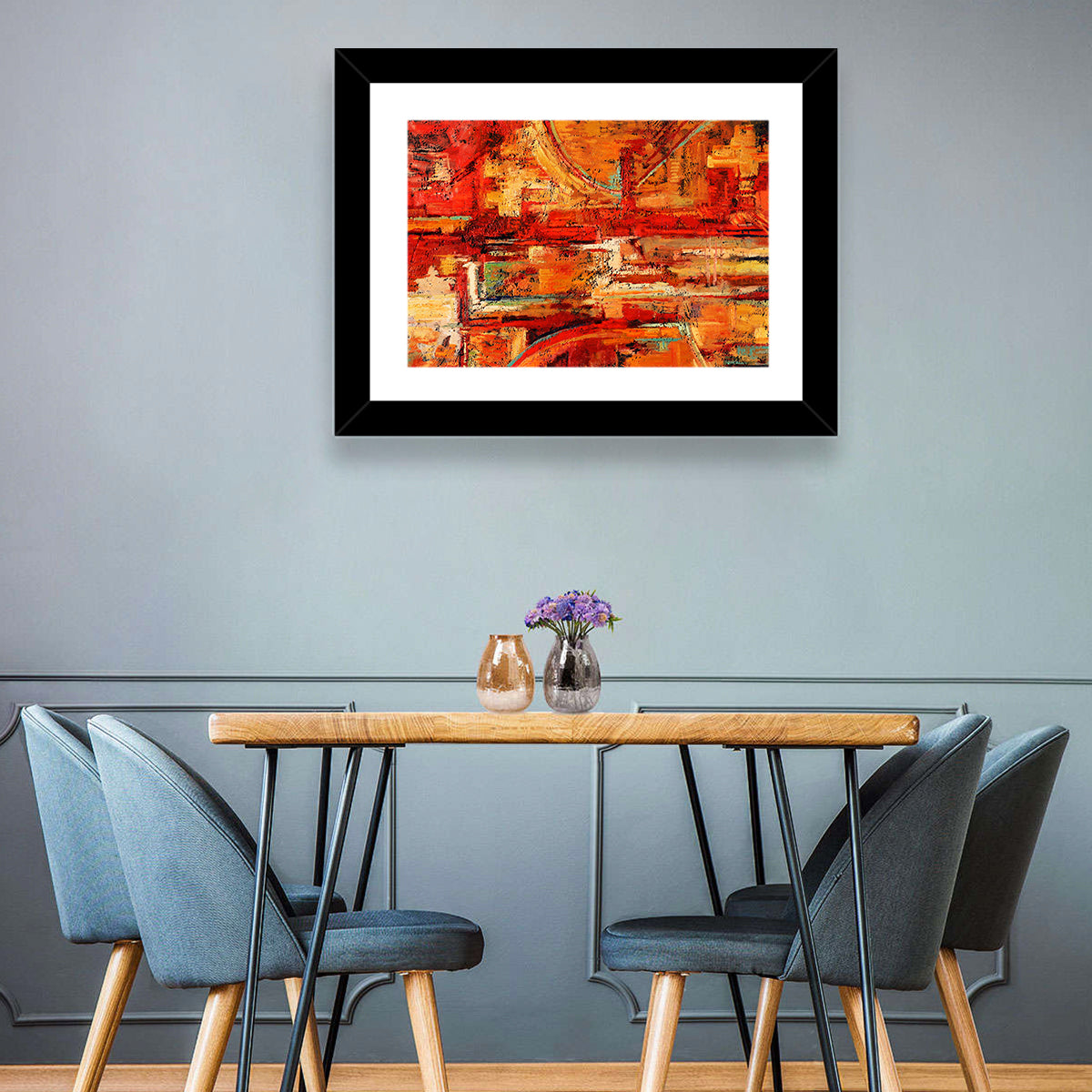 Vibrant Impasto Color Blocks Wall Art in a room, landscape
