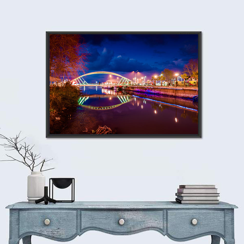 Lovers Bridge Nightscape Wall Art in a room, landscape