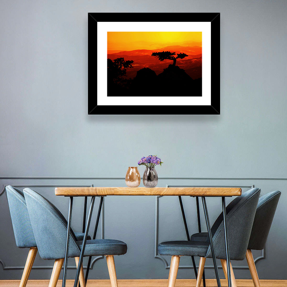 Gnarled Tree at African Sunset Wall Art