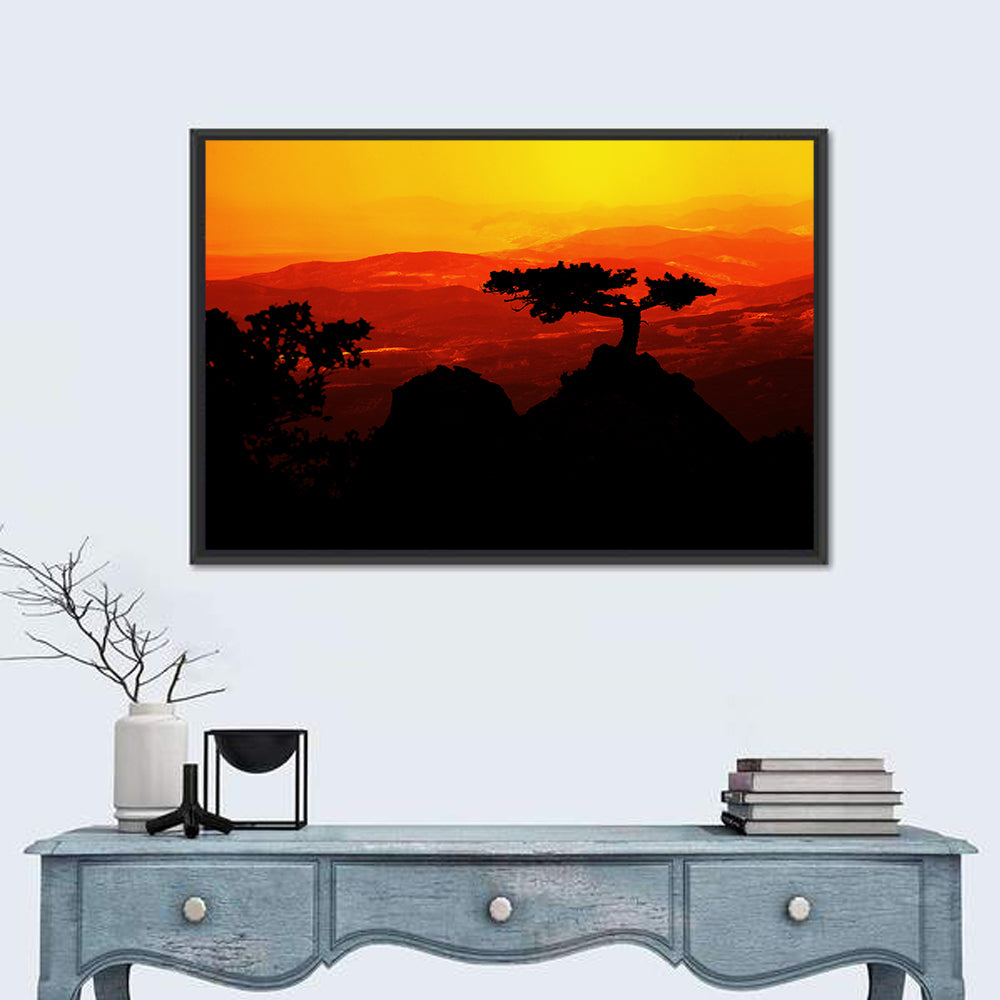 Gnarled Tree at African Sunset Wall Art