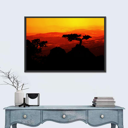 Gnarled Tree at African Sunset Wall Art