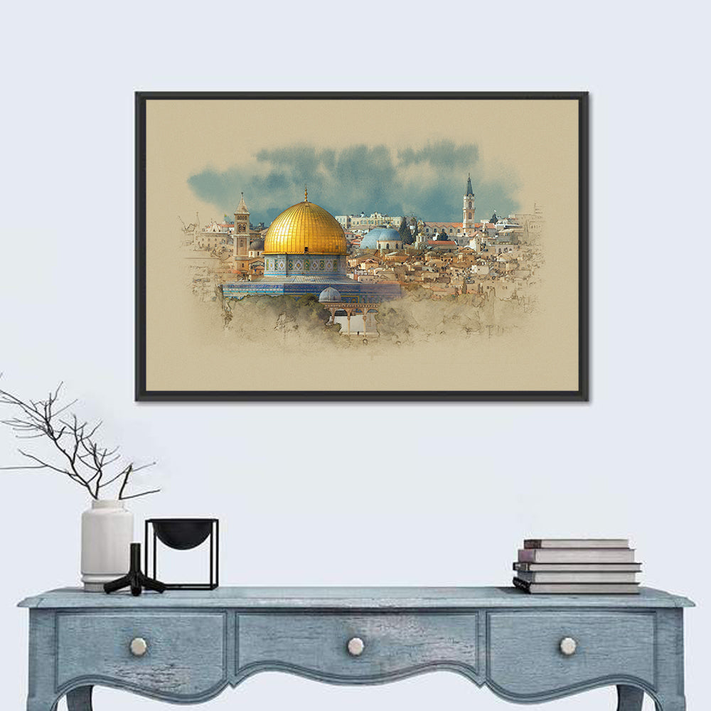 Dome of the Rock Watercolor Study Wall Art