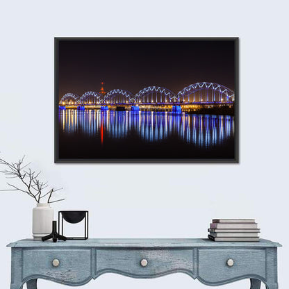 Riga Railway Bridge Nightscape Wall Art
