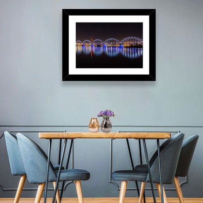 Riga Railway Bridge Nightscape Wall Art