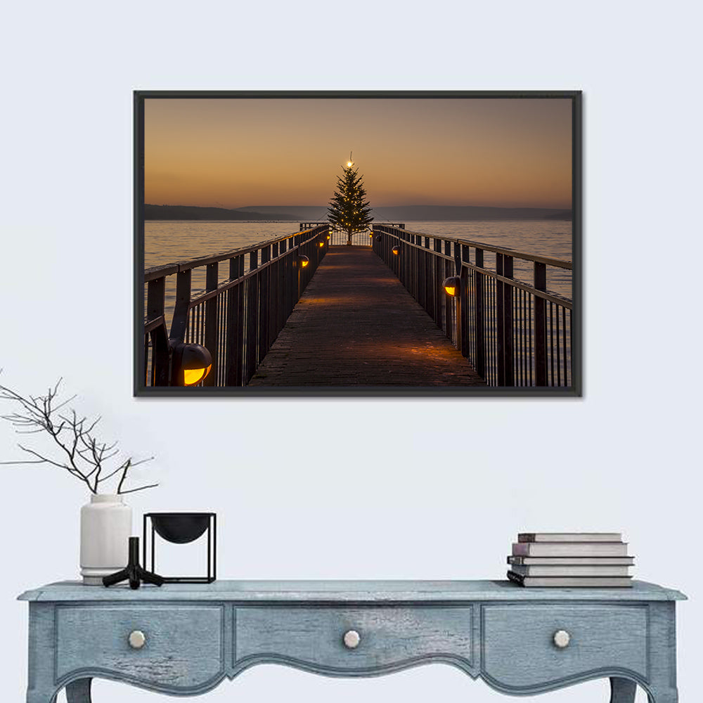 Skaneateles Lake Pier Wall Art in a room, landscape
