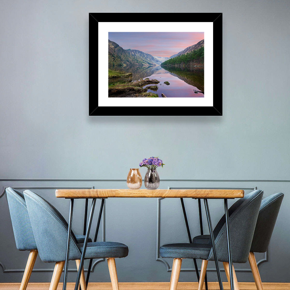 Glendalough Upper Lake at Dusk Wall Art in a room, landscape