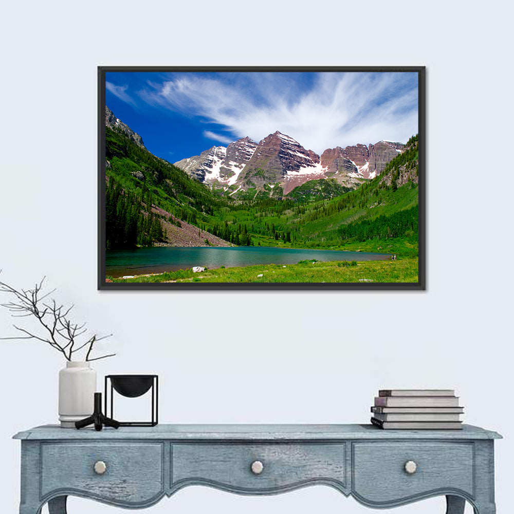 Maroon Bells Reflections at Maroon Lake Wall Art in a room, landscape