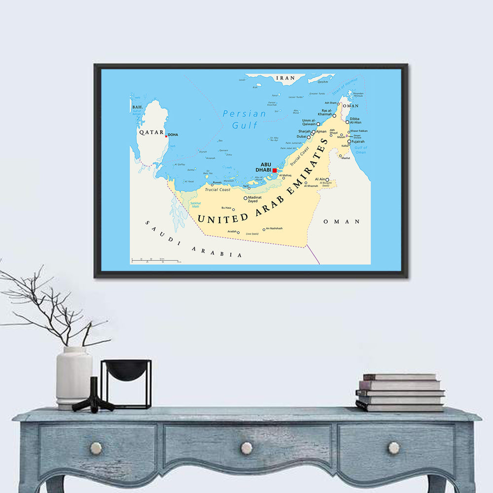 UAE Political Map Wall Art