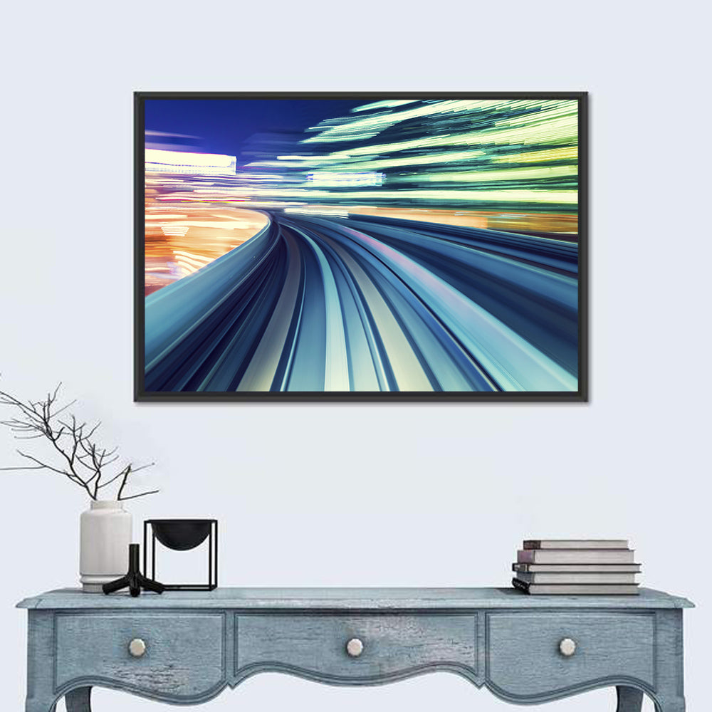 Curved Monorail Light Trails Wall Art
