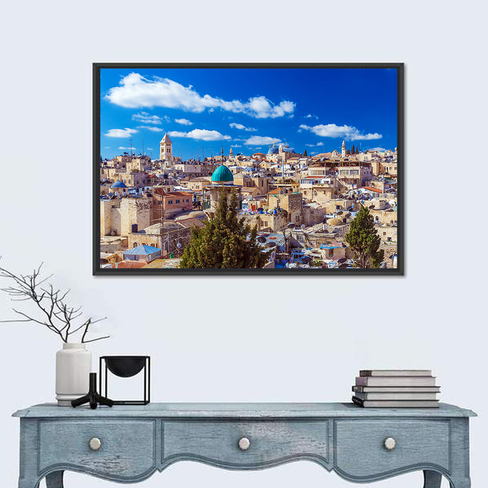 Jerusalem Old City Rooftops Wall Art in a room, landscape