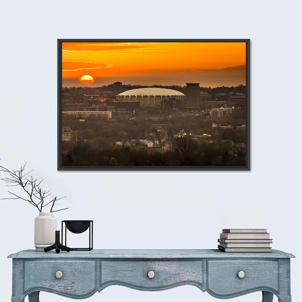 Syracuse University Hill Skyline Wall Art in a room, landscape