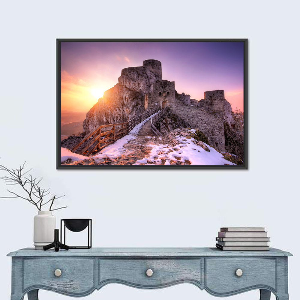 Ogrodzieniec Castle Ruins Wall Art in a room, landscape