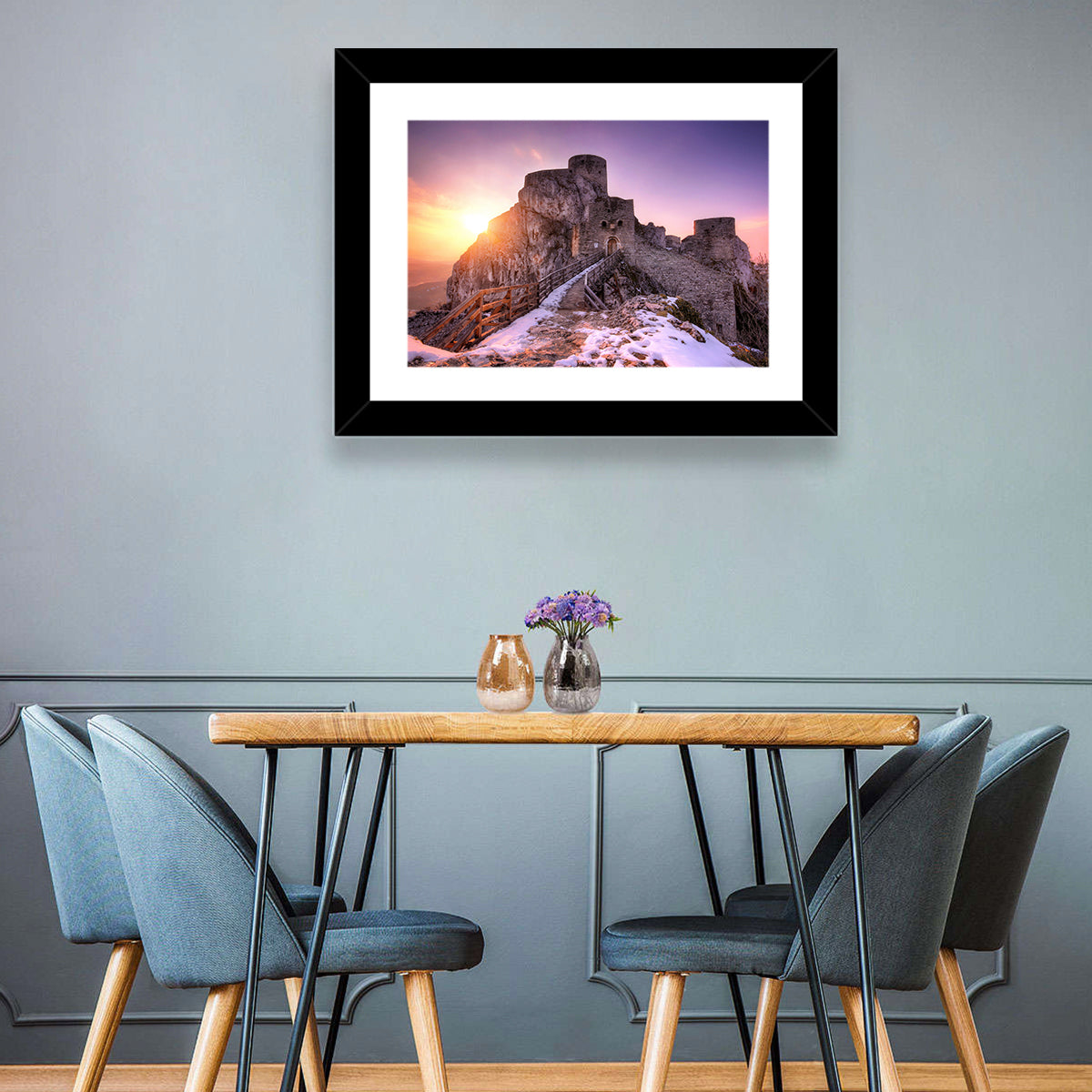 Ogrodzieniec Castle Ruins Wall Art in a room, landscape