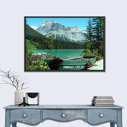 Green Rowboat at Emerald Lake Wall Art